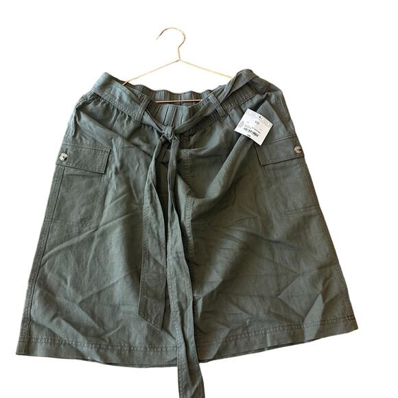 Liz Claiborne linen blend skirt with belt Olive size 10 new with tag - Picture 1 of 5